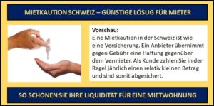 Mietkaution Schweiz - gegen eine jährliche Gebühr sicher ein Anbieter Ihre Kaution ab